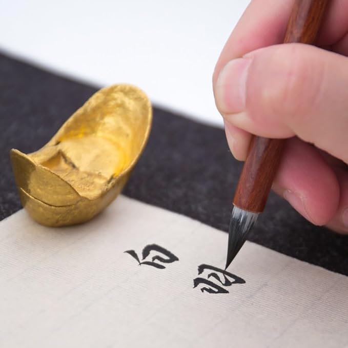 Chinese Calligraphy Brush, Weasel Hair Chinese Brush set, Writing Sumi Brush Pen, Ink Brush for 1-3.5cm Small Regular Script, Running Script, Cursive or Japanese Kanji. QingYu 1pc