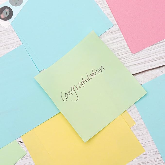 MEI YI TIAN 500 Sheets Bright Color Non-Sticky Blank Notes Cube 3x3 Inch 5 Colors Memo Paper Memo Pad Cubes for Taking Notes Reminders Writing Supplies