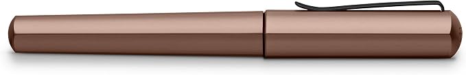 Faber-Castell HEXO Fountain Pen, Bronze – Broad: Modern Fountain Pen with Black Stainless Steel Extra Fine Nib, Ergonomic Grip & Balanced Aluminum Barrel for Creative Writing