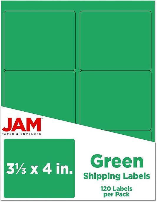 JAM PAPER Shipping Address Labels - Large - 3 1/3 x 4 - Green - 120/Pack