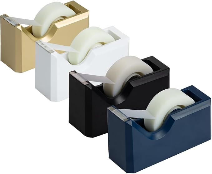JAM PAPER Colorful Desk Tape Dispensers - Assorted Business Colors - 4/Pack