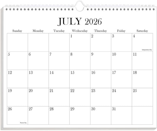 Calendar 2026-2027 - Wall Calendar from July 2026 to December 2027, 2026-27 Wall Hanging Calendar Planner with Thick Paper, 12" x 14.5", Black