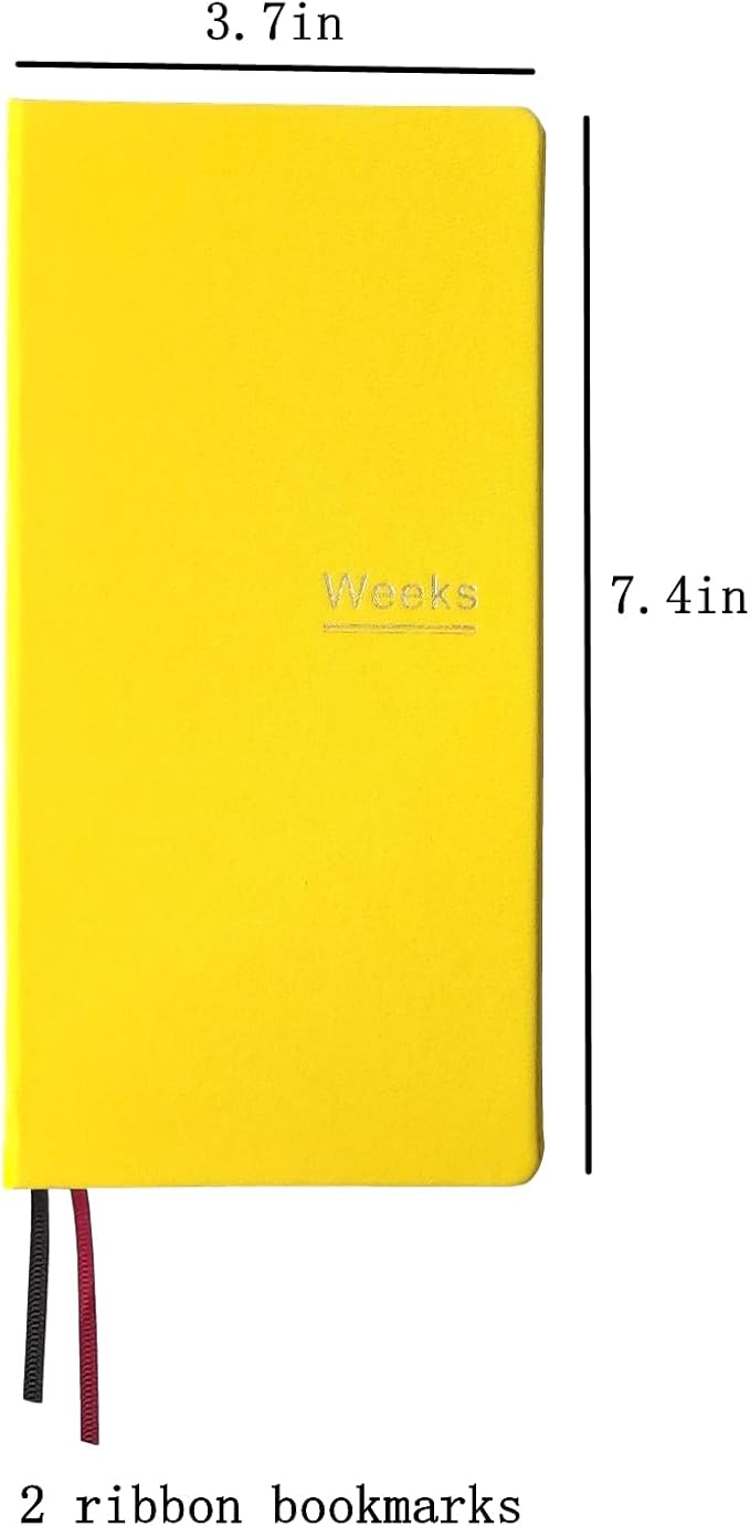 Undated Weekly Planner Notebook Pocket Organizer Appointment Book Journal Notebook A6 Week Plan Notepad (Yellow with cover)