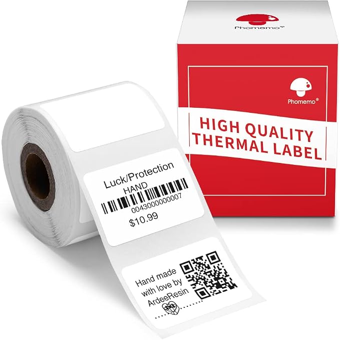 Phomemo Rectangle Barcode Labels, Multi-Purpose White Self-Adhesive Tag for M110/M110S/M120/M200/M220 Label Maker Machine, 1.18'' x 0.78"(30X 20mm), 320 Labels/Roll, Black on White