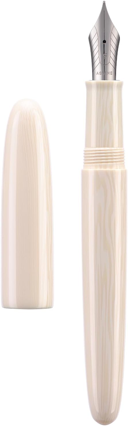 Asvine C80 Fountain Pen #8 Medium Nib Large Handcraft Pen with Converter Pen Box Collection Set (Ivory)