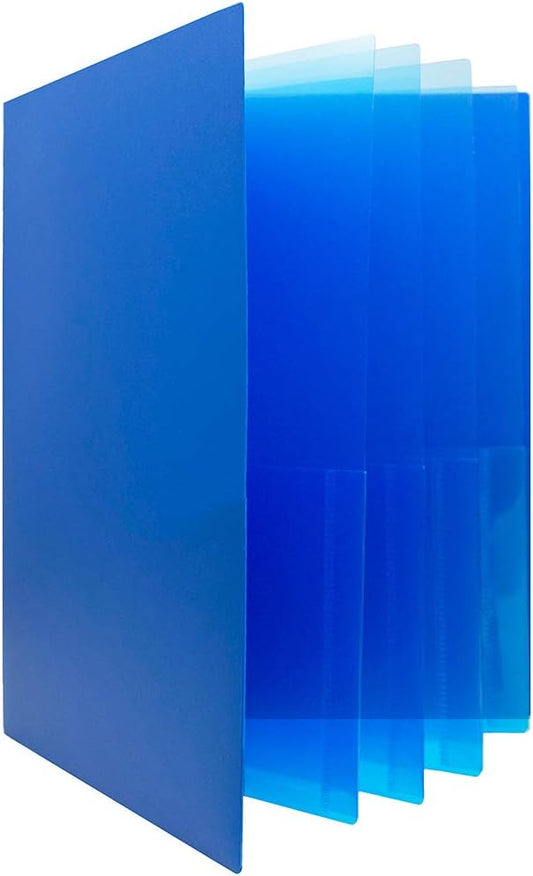 JAM PAPER Heavy Duty Plastic Multi Pocket Folders - 10 Pocket Organizer - Blue - 2/Pack