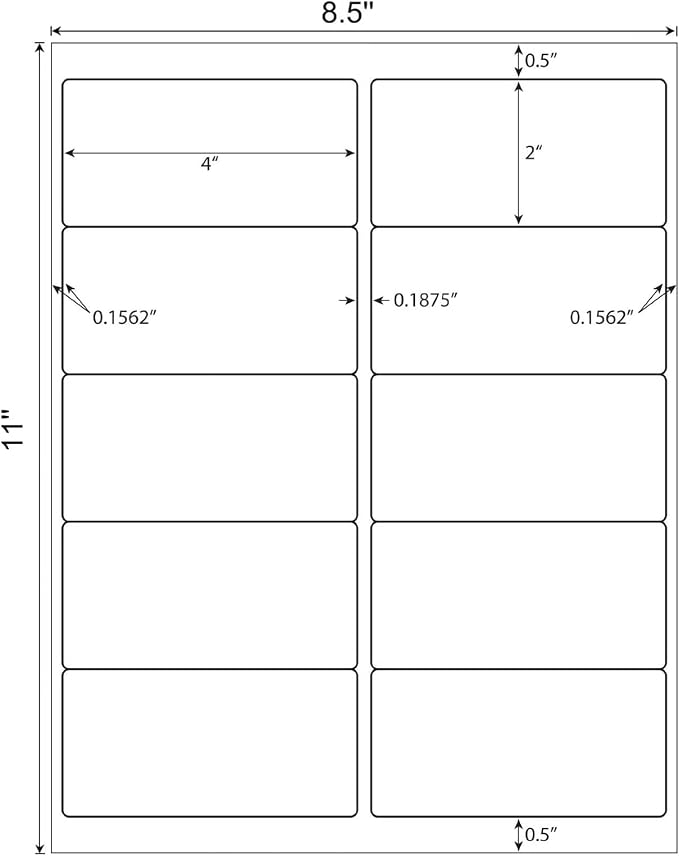 MPRT 2" x 4" Shipping Address Labels 1000 Label Stickers Paper for Laser & Inkjet Printer 10 per Page Printable Mailing Labels - Matte, 100 Sheets | for Laser & Inkjet Printer 10 per Page Printable Mailing Labels - Matte, 100 Sheets