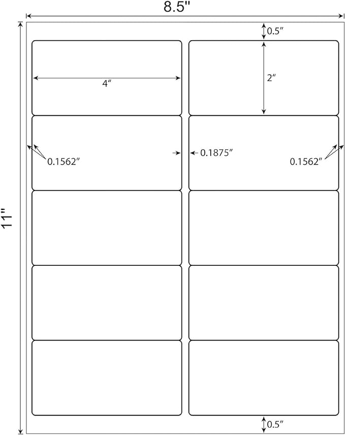 MPRT 2" x 4" Shipping Address Labels 5000 Label Stickers Paper for Laser & Inkjet Printer 10 per Page Printable Mailing Labels - Matte, 500 Sheets | for Laser & Inkjet Printer 10 per Page Printable Mailing Labels - Matte, 500 Sheets