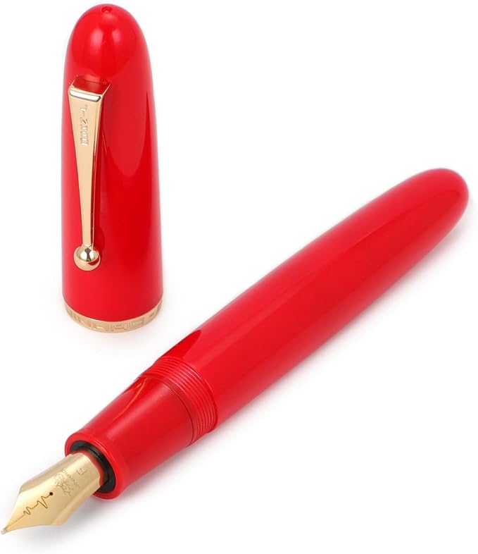 Jinhao 9019 Fountain Pen Dadao Series Vivid Red #8 Heartbeat Fine Nib Large Converter Smooth Writing Instrument