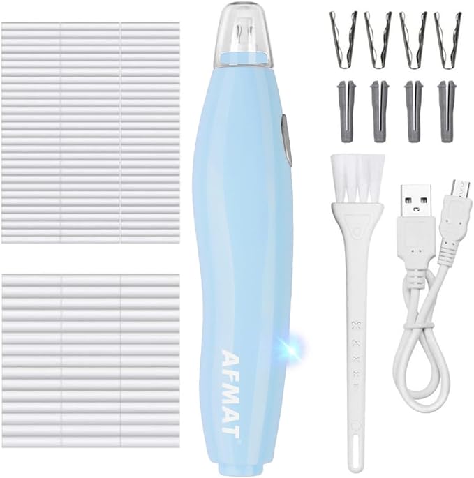 AFMAT Electric Eraser, with 140 Refills, Rechargeable Pencil Eraser for Artist, Electric Erasers for Drafting, Drawing, Painting, Sketching, Architectural Plans, Detailer Tool EE04(Light Blue)