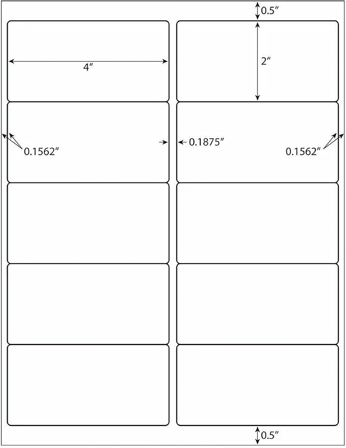 1000 2" x 4" Laser/Ink Jet Shipping Labels, 100 Sheets (10 Labels per Sheet), Compatible with Template 5163, 8163, 5137, 5263, 5523, 5963, 6427, 6528, 8463, 18163