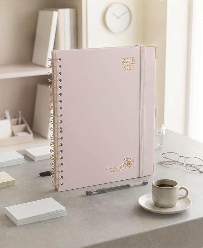 POPRUN 2026-2027 Weekly Planner 10" x 8"Weekly and Monthly Planner Calendar | Jul 2026 - Jun 2027，Daily Agenda Book & Appointment Book with Hourly Schedule, Tabs, Hardcove- Light Pink
