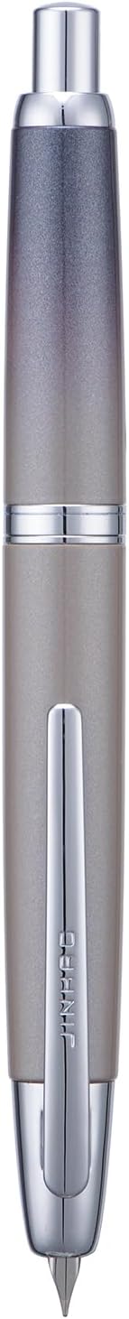 Jinhao 10 Press Fountain Pen with Box, Gradient Gray Retractable Extra Fine Nib with Ink Converter Set (Silver Clip)