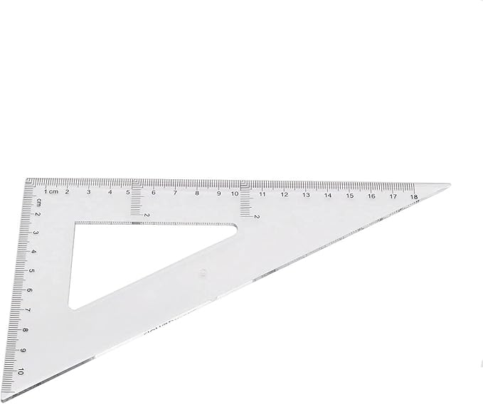 Pack of 2 Transparent Triangle Plastic Ruler Scale Set Square:30/60 Degree & 45/90 Degree Angle Acrylic Architectural Drawing Drafting Tool School Classroom Kids Triangular Rulers