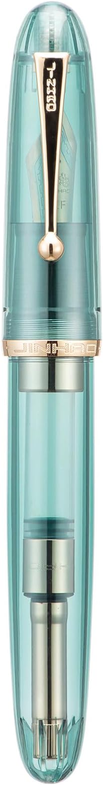 Jinhao 9019 DaDao Series Fountain Pen, Size 8 Extra Fine Nib with Large Ink Converter, Transparent Light Blue Acrylic Design Smooth Writing Pen (Gold Trim)