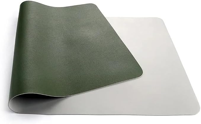 Leather Desk Pad Dual-Sided Office Desk Mat Waterproof,Large Table Cover Protector Smooth Mouse Pad Writing Gaming Mat for Laptop Keyboard (Green Grey,39.4x23.6in/100x60cm)