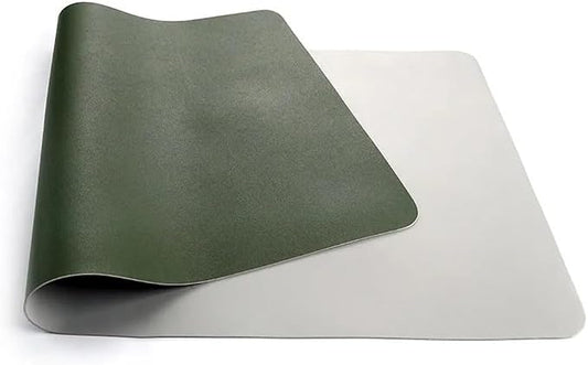 Leather Desk Pad Dual-Sided Office Desk Mat Waterproof,Large Table Cover Protector Smooth Mouse Pad Writing Gaming Mat for Laptop Keyboard (Green Grey,55.1x27.5in/140x70cm)