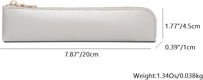 Slim Pencil Case Small Pencil Pouch Pen Case (Pearl Silver/FL)