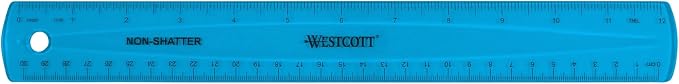 Westcott Shatterproof Ruler, 12-Inch, Blue, 16010