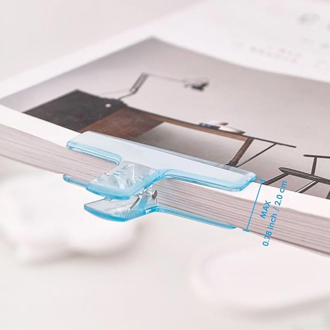 OWLFAVO 16 Pcs Clear Binder Clips, Plastic Bag Clip, Acrylic Paper Photo Food Clamps, Wide Mouth Seal Clamp, Transparent Air Tight Sealing Binders for School, Office and Kitchen Storage, 8 Colors