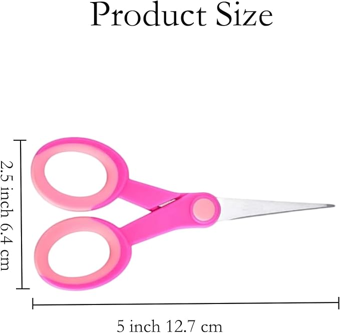 5 Inch Detail Scissors, Embroidery Scissor with Stainless Steel Blade, Soft Comfort-Grip, Straight Fine Tips Small Sewing Scissors Set, 3 Pack, Pink