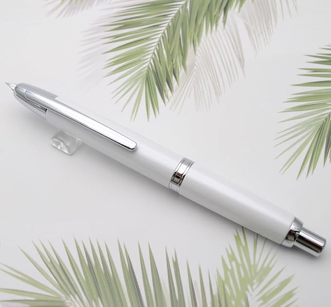 JINHAO 10 Press Fountain Pen, Retractable Metal Pen with Ink Converter (EF Nib 0.38mm, Pearl White)