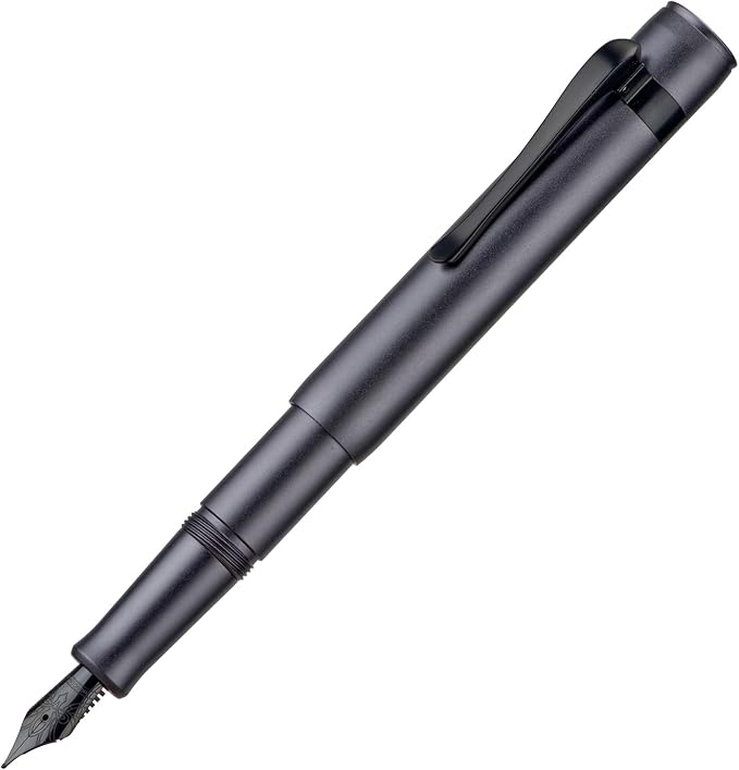 HONG DIAN M2 Black Forest Mini Fountain Pen, Medium Soft Nib & Sleek Shape Aluminium Short Pocket Travel Pen (Space Gray)