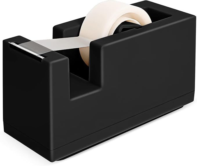 1 Desktop Stapler & 1 Tape Dispenser - 25 Sheet Capacity with 830 Staples and Staple Remover, Non-Slip for Office,School, Home & Classroom, Black