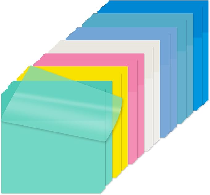 Transparent Sticky Notes Set, 14 Pack Clear Notes 3x3 Inch, Writable Translucent Memo Pads 700 Sheets for Office & School Supplies (Colorful)