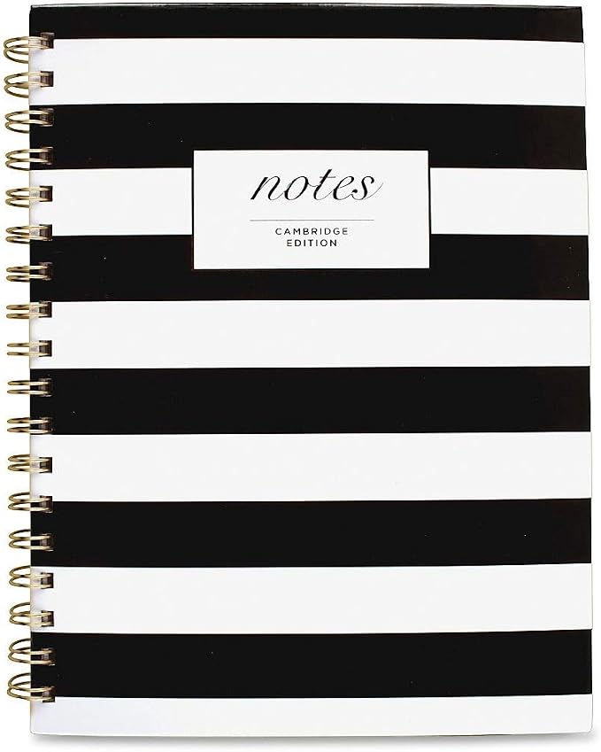 Cambridge Business Notebook, Hardcover, 80 Sheets, 9-1/2 x 7", Fashion, Black/White Stripe (59012)