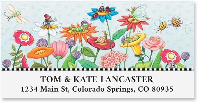 Colorful Images Mary’s Garden Floral Return Address Mailing Labels, Personalize with Name & Address, Set of 144 Self Adhesive, Easy Peel Flat Label Sheets, Large, 1 Design