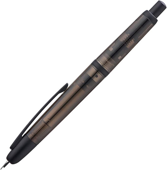 Jinhao 20 Press Retractable Fountain Pen Medium Nib with Converter Resin Writing Gift Pen, Transparent Black