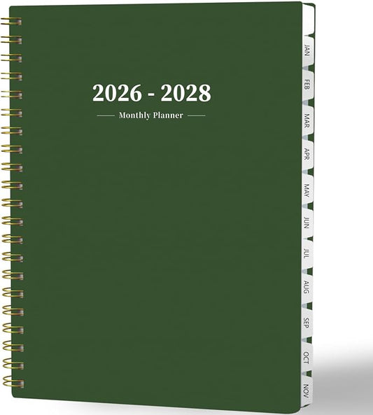 Monthly Planner 2026-2028,2 Year Monthly Calendar Planner,JUL 2026-JUN 2028 | A4(8.5" x 11"),24 Months Planner with Tabs, Spiral Bound, PVC Cover, Inner Pocket for Student, Teacher, School and Office Use