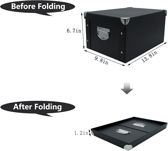 GUOZI Collapsible Storage Box, Decorative Memory Box with Lid & Metal Reinforced Corners, Cardboard File Bin with Handles, Organizer Gift Box for Keepsake Toy Photos Office Nursery Wardrobe Bookshelf | Reinforced metal corners. Easy-grip handles. Stora...