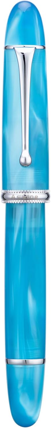 Asvine V800 Fountain Pen – Vacuum Filling System with Large Ink Capacity – Smooth Number 8 Fine Nib with Gift Case and Wrench- Sky Blue Acrylic