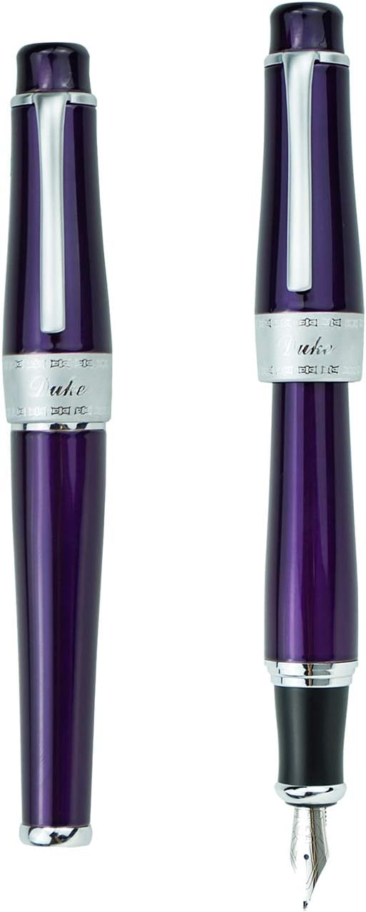 Asvine Luxury Purple Fountain Pen, Asian Calligraphy Bent Nib Fude Pen Fine to Broad Point by Duke Charlie Chaplin