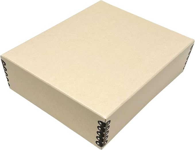 Lineco Museum Archival Storage Box, Drop Front, 8.75x10.75x3 in, Tan | Acid-Free with Metal Edge, Preserves Picture Longevity, Organize Photos, Newspapers, Prints, Documents, Crafts, DIY