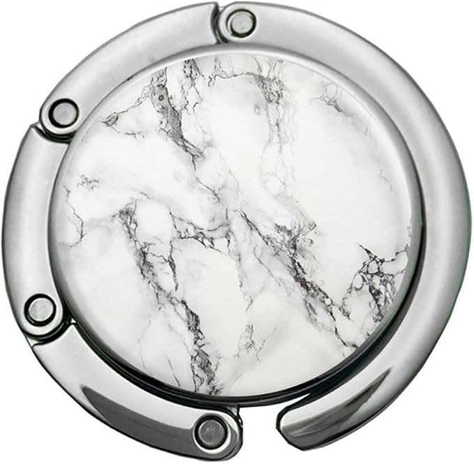 Foldable Purse Hook Womens Bag Table Desk Hanger(1pack White Marble Hook)