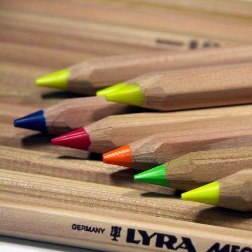 LYRA dry highlighters pencils bible safe and office supplies, unlacquered Neon highlighter colored pencils, 5 brilliant color set