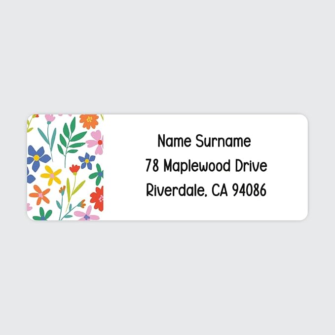 Dotty about Paper Personalized Summer Ditsy Flowers - Return Address Labels x 100