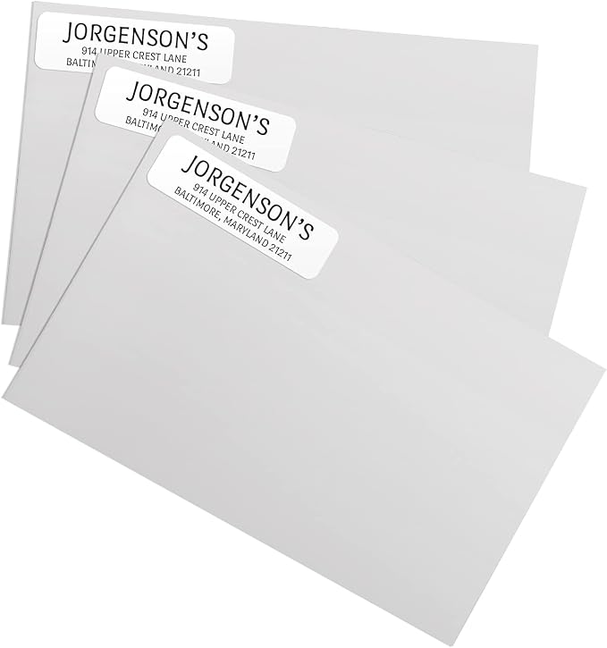White with Black Print Modern Rolled Address Label/Roll of 500 Personalized Address Labels/Designer Return Address Stickers in Elegant Plastic Dispenser