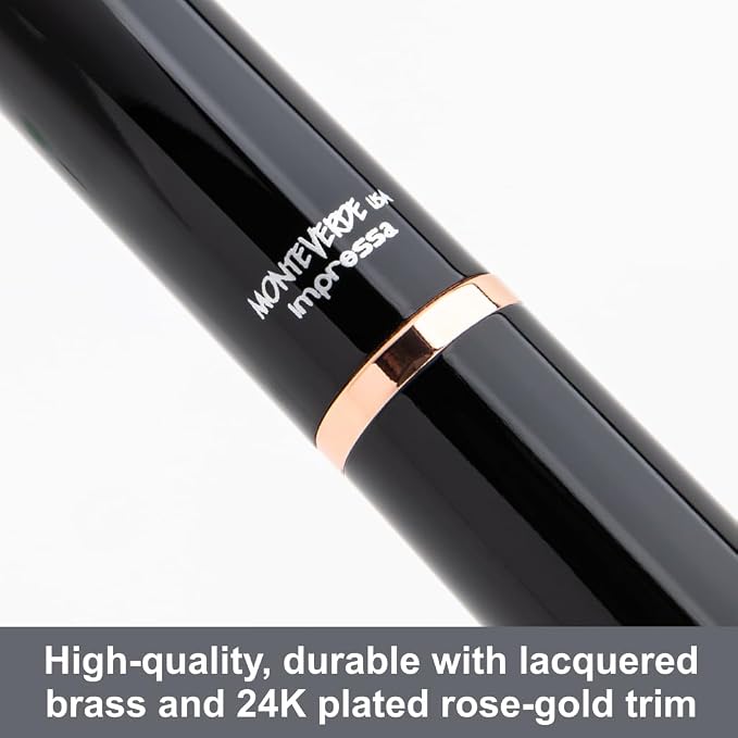 Monteverde USA Impressa Fountain Pen Black with 18 Karat Rose Gold Trim - Fine Point - JoWo German Nib