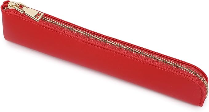 Slim Pencil Case Small Pencil Pouch Pen Case (Bright Red/FL)