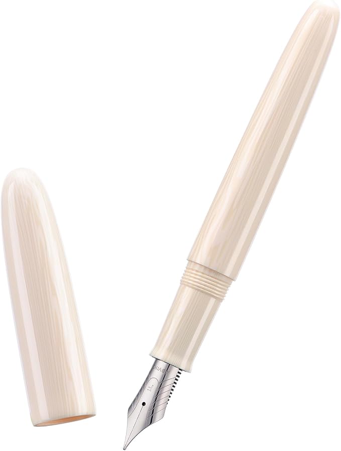 Asvine C80 Fountain Pen #8 Stub 1.1mm Nib Large Handcraft Pen with Converter Pen Box Collection Set (Ivory)