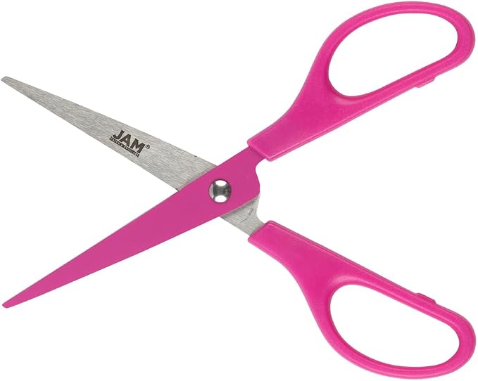 JAM PAPER Multi Purpose Scissors Set - Pink - Assorted Sizes - Ergonomic Handle & Stainless Steel Pointed Tip Blades - 3/Pack