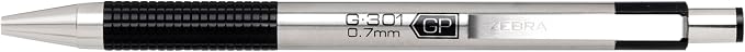 Zebra Pen F-301 Retractable Ballpoint Pen, Black/Blue Ink, 0.7mm, 6-Pack | Stainless Steel Barrel, Non-Slip Grip, Easy-Glide Ink, Fine Point Tip, Professional Design, Includes Bonus Refills (27206)