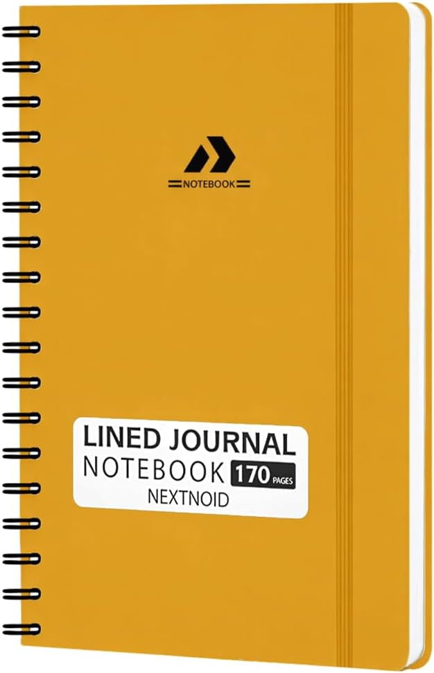Nextnoid A5 Lined Spiral Notebook - 170 Pages, College Ruled, Yellow | Hardcover Notebook for Everyday Writing, A5 Size (5.8" x 8.3") Journal for Work and School, Daily Journaling and Notetaking