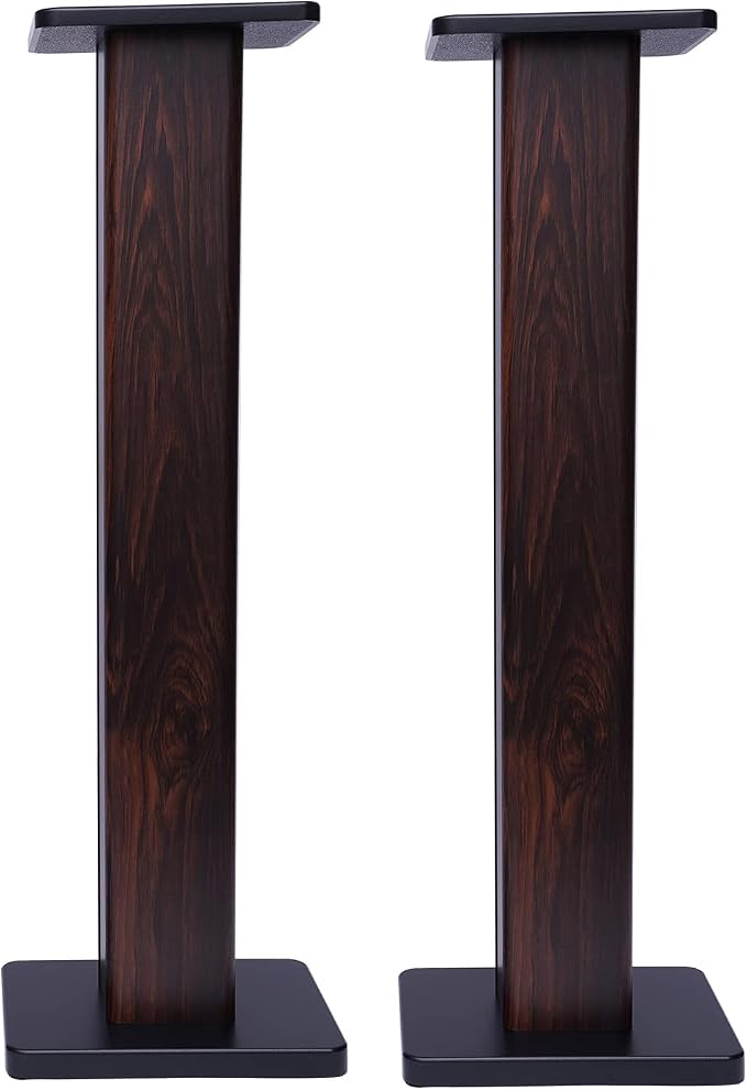 36" Floor Speaker Stands Pair Studio Monitor Stands Bookshelf Speaker Stands Wood Floor Speaker Stands Large Bookshelf Speaker Stands Speaker Stand for Theaters (Black Walnut Wood)