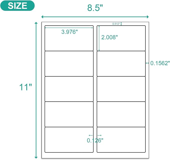 MFLABEL 2x4 Shipping Address Labels - 10-UP, 4000 Count, 400 Sheets for Printer - Internet Mailing Stickers, 2" x 4" FBA for Laser/Inkjet Printer