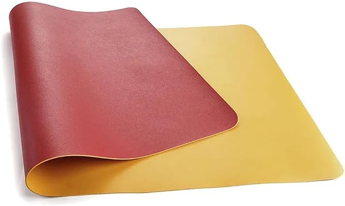 Leather Desk Pad Dual-Sided Office Desk Mat Waterproof,Large Table Cover Protector Smooth Mouse Pad Writing Gaming Mat for Laptop Keyboard (Red Yellow,15.7x11.8in/40x30cm)